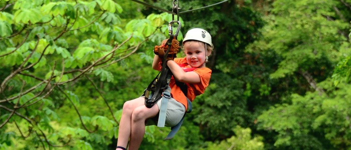 zip lining is suitable for all ages in most of the parks